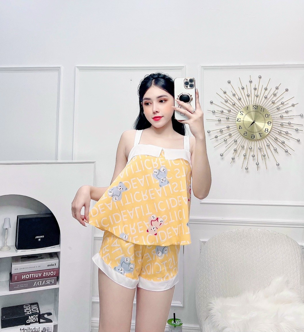 Đồ bộ mặc nhà kate lụa đùi dễ thương 473