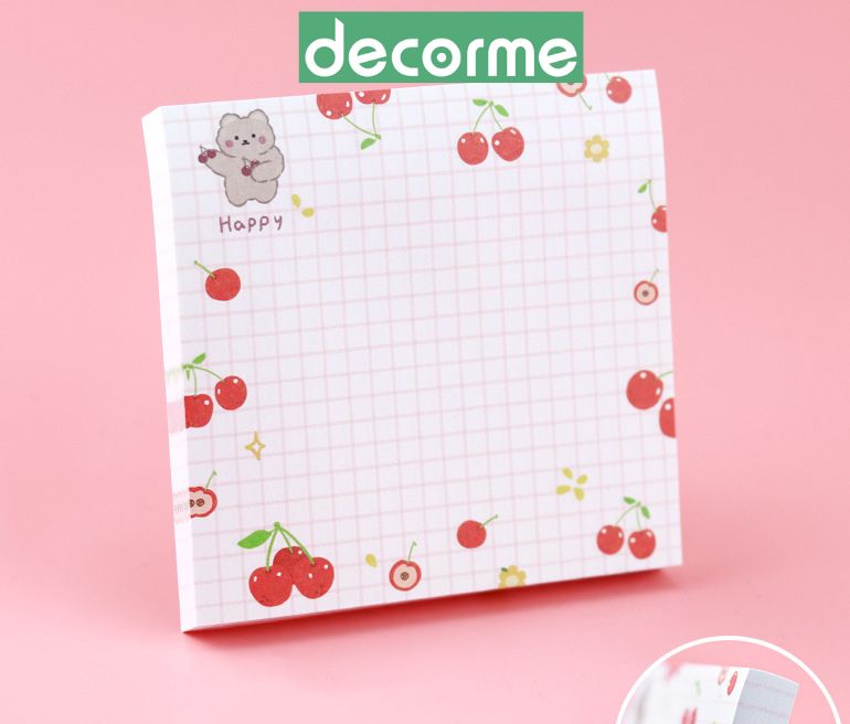 Giấy note ghi nhớ DecorMe dễ thương FRUIT 8*8cm tập 80 tờ
