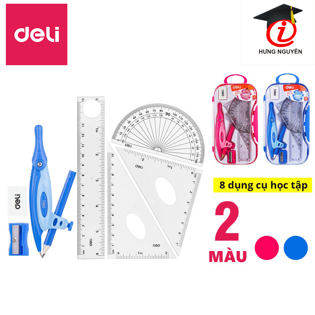 Bộ compa chì gỗ Deli 8 loại  G30204