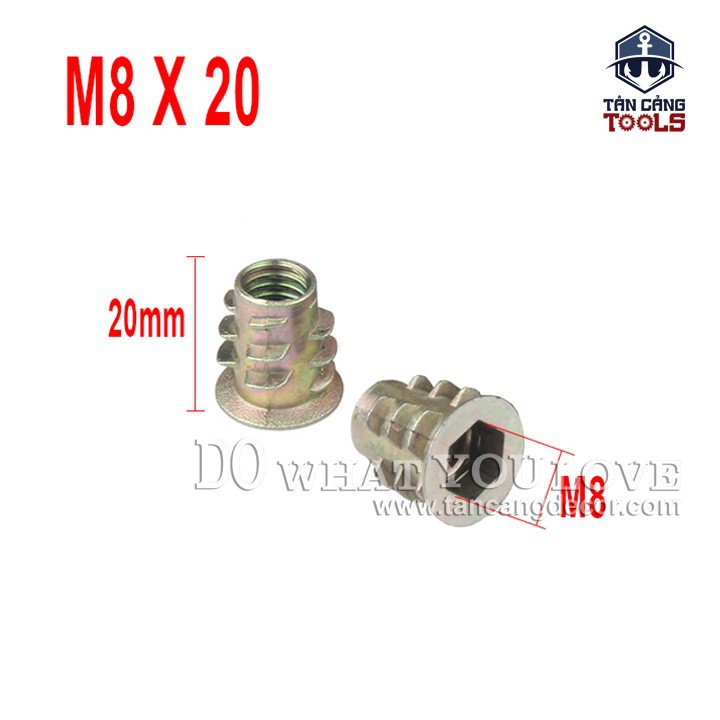 100 cái ốc cấy ren m8 x 20 mm có vành