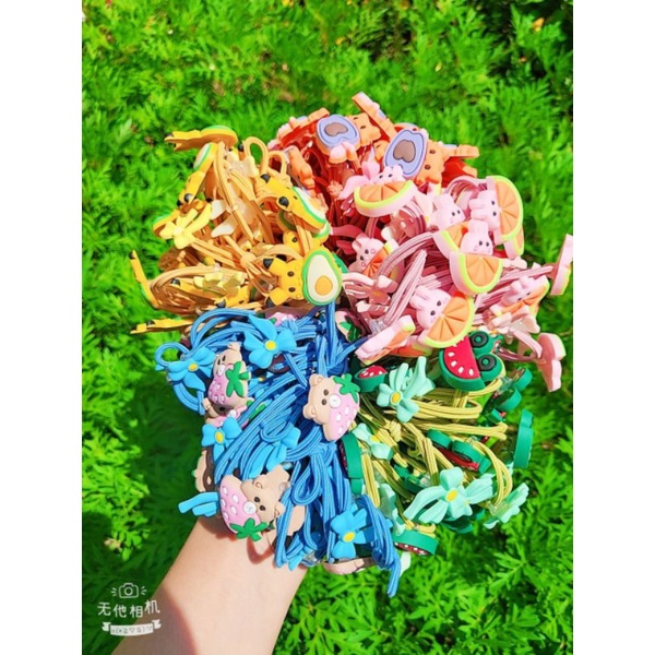 Set 5 Dây cột tóc 2 charm to dễ thương