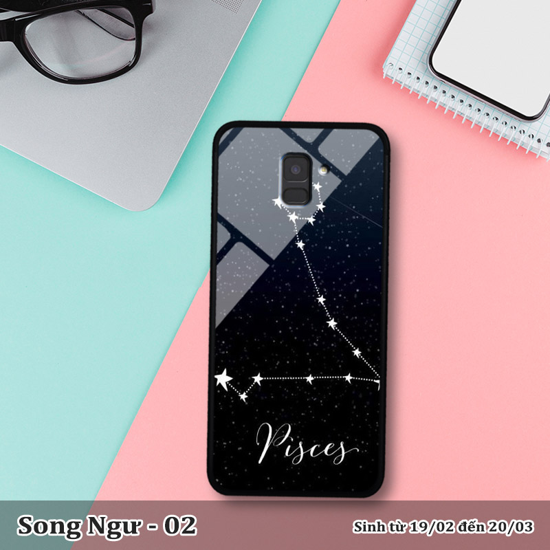 Ốp kính samsung a8 plus 2018 in cung hoàng đạo