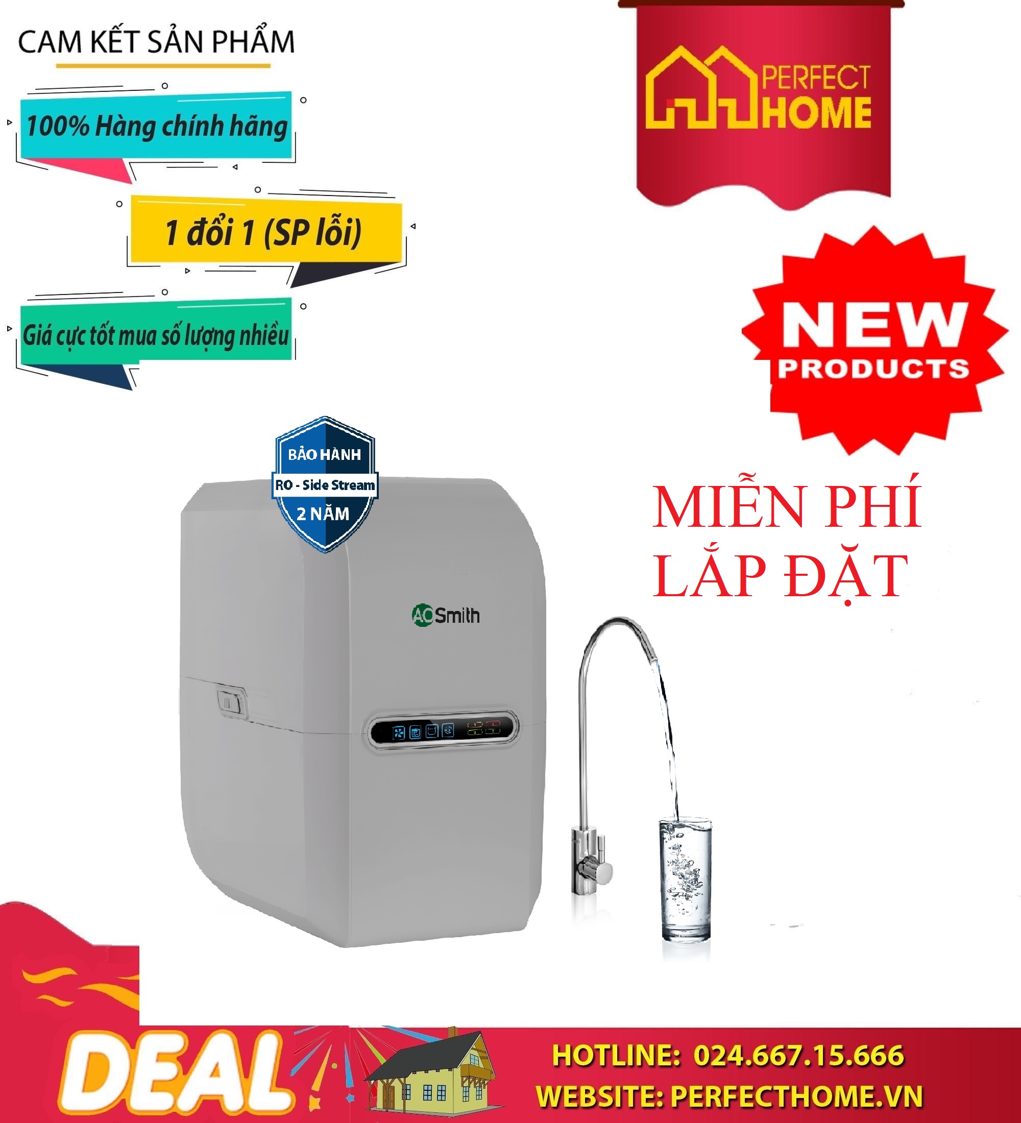 Máy lọc nước A.O.Smith AR75-A-S-1E. MIỄN PHÍ LẮP ĐẶT. Thương hiệu Mỹ
