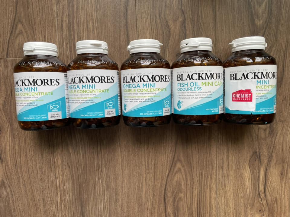 Dầu cá fish oil Blackmores Omega Mini Double Concentrate 200 viên