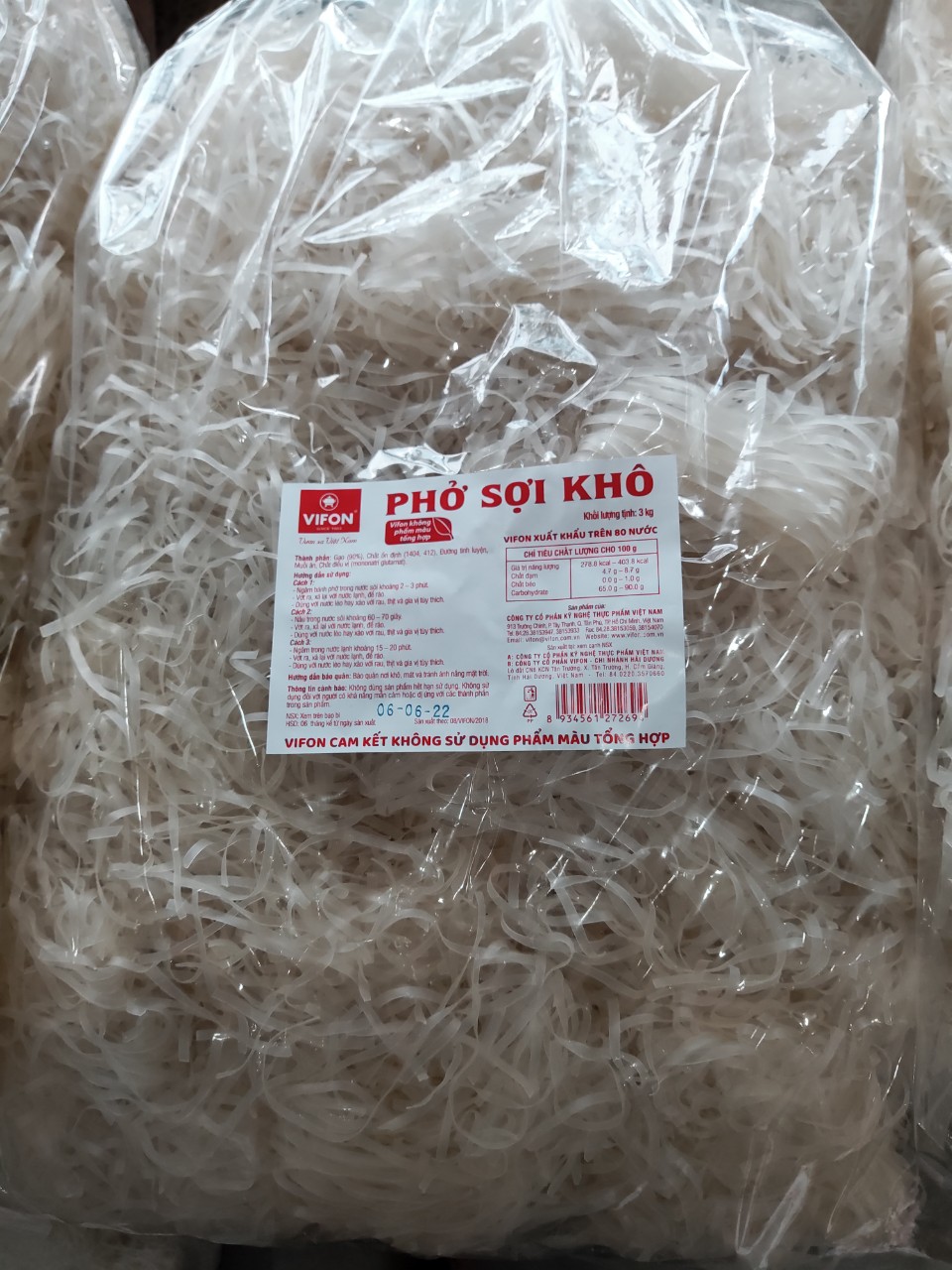 Phở khô sợi nhỏ Vifon túi 3kg