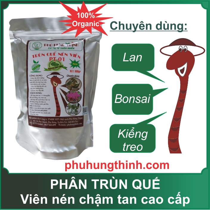 Phân trùn quế nén viên (800g)