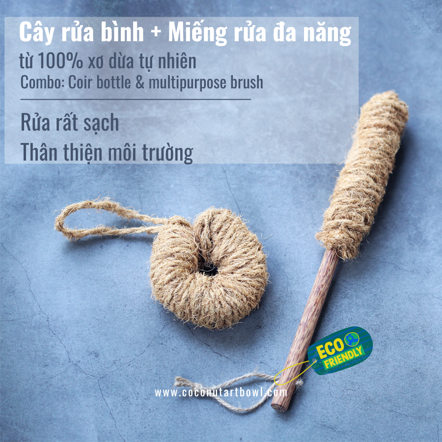 Combo Cây chà rửa + Miếng rửa đa năng