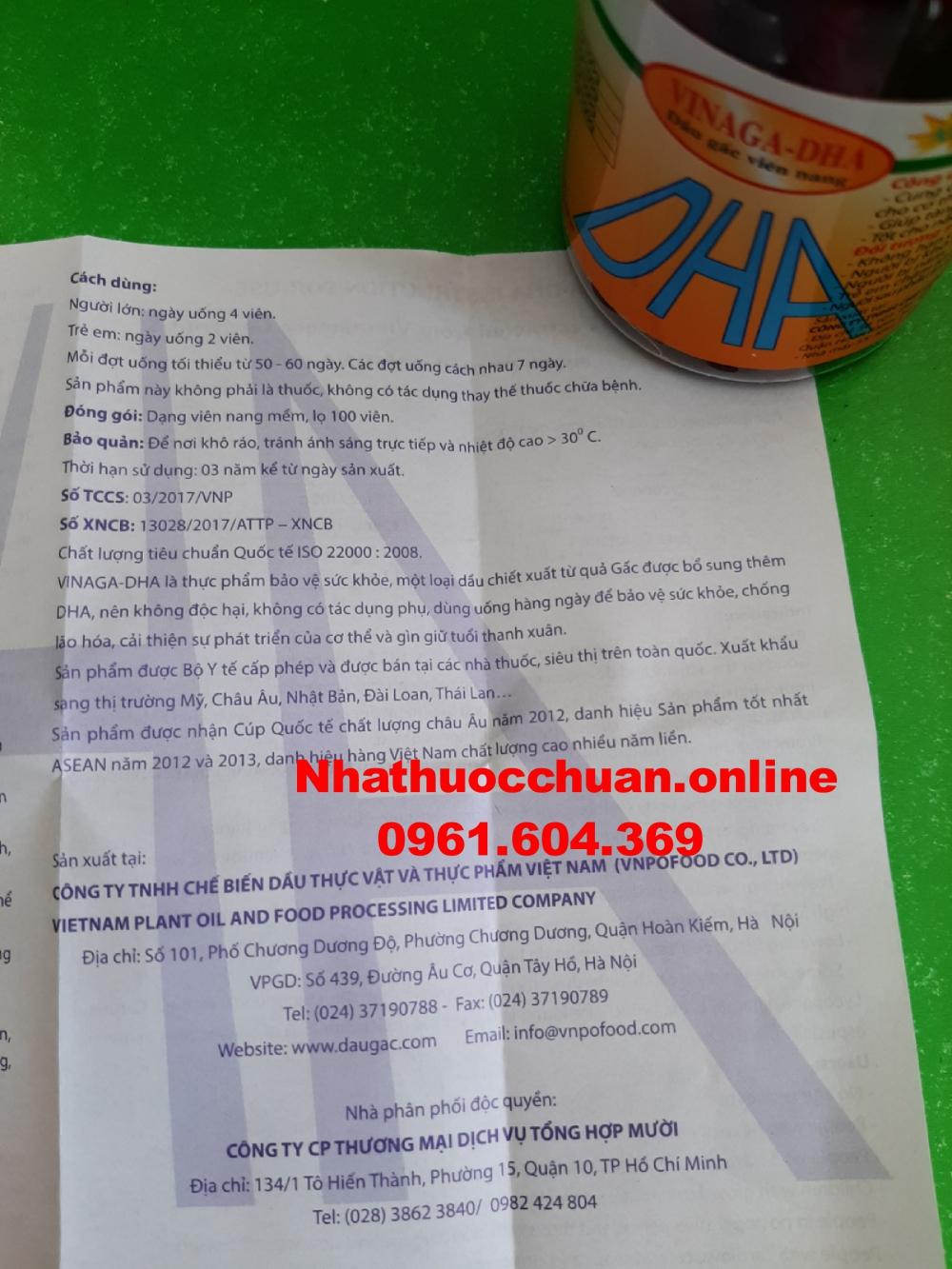 Dầu Gấc Vinaga DHA