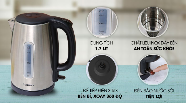 Bình đun siêu tốc Toshiba 1.7 lít KT-17SH1NV