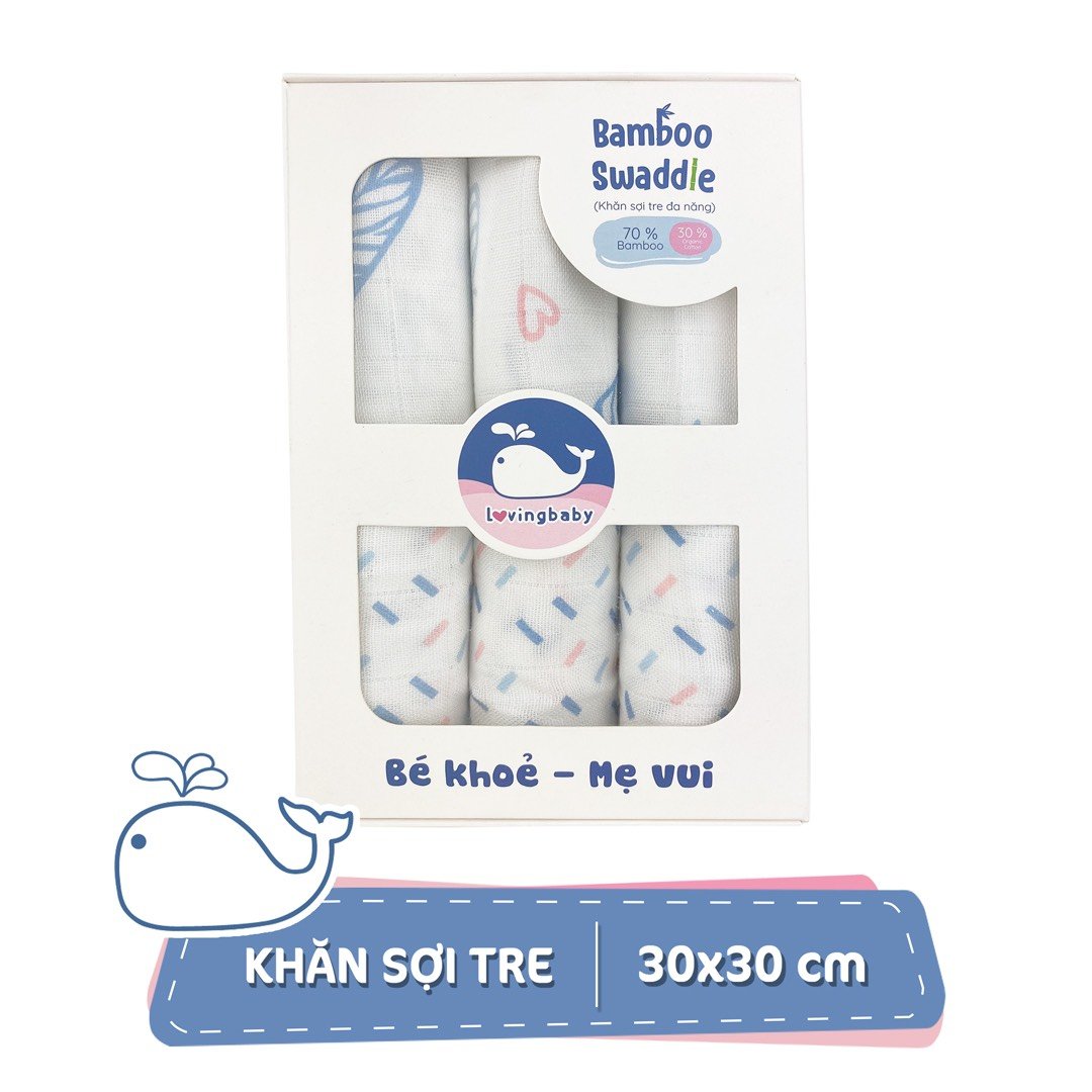 Khăn sữa sợi tre cho bé - 30x30cm (6 chiếc/hộp)