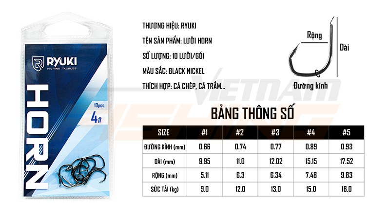 [Ảnh thật] [Chính hãng] Lưỡi câu cá Ryuki Horn.