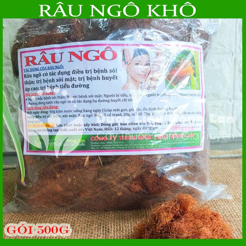 Dược liệu râu ngô khô sạch đóng gói 500gram