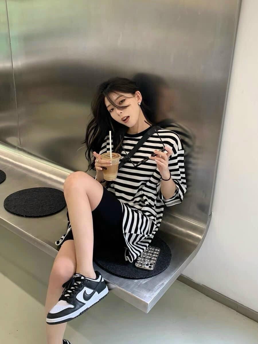 Set legging ngố + tshirt sọc