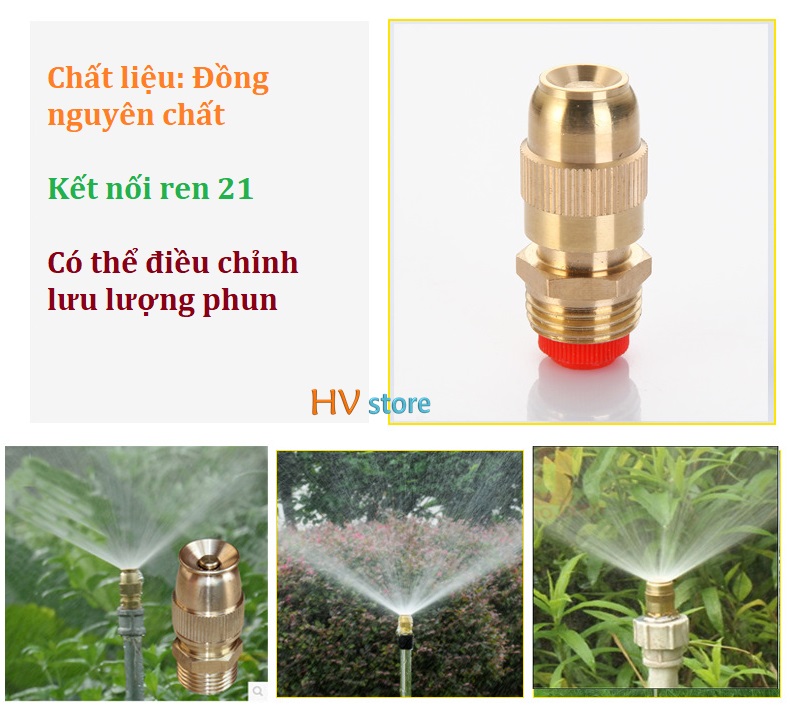 Bec phun sương đầu Đồng chân ren đồng 21
