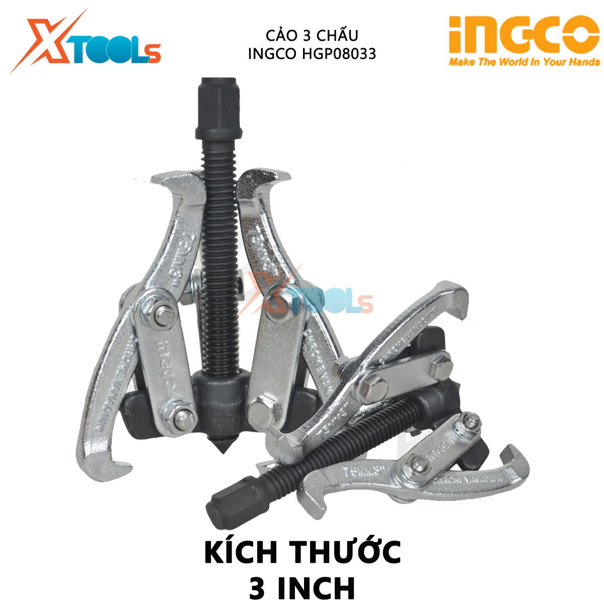 Puller 3 spoke 3 inch ingco HGP08033 | puller size puller 3 "hydraulic puller Max 3000 kg material steel CR-V removable bearings, bearing repair maintenance, Assembly of the machinery, device [genuine] [XTools]