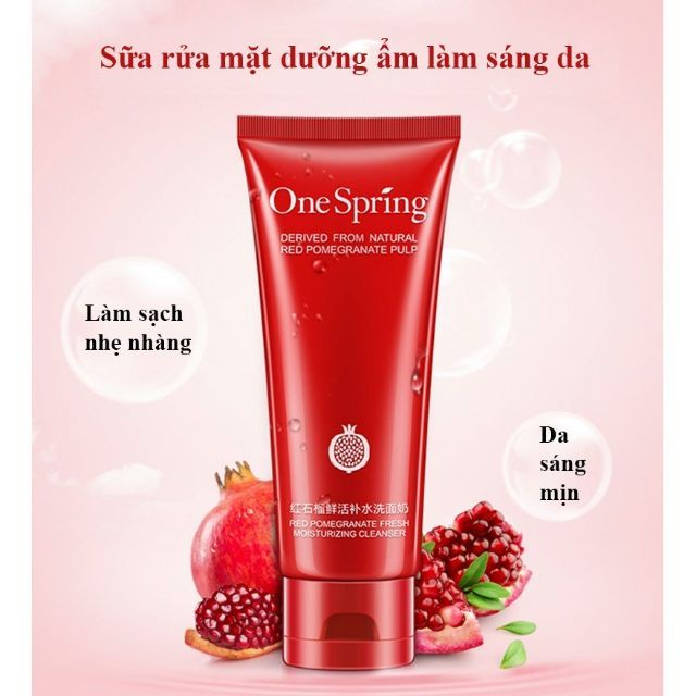 Sữa rửa mặt ONE SPRING làm trắng da dưỡng ẩm chiết xuất hạt lựu kiềm dầu cho da 100ml