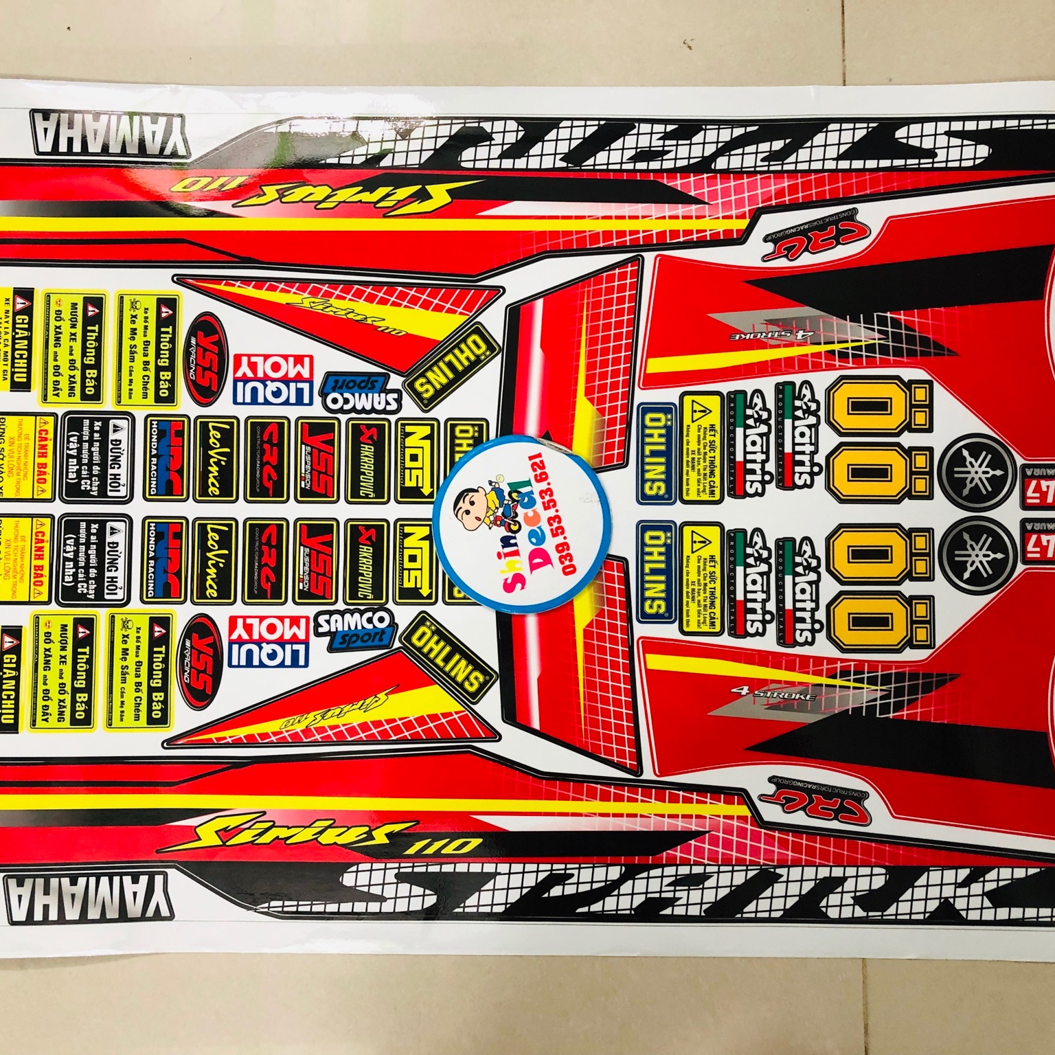 Tem rời sirius Spark caro đỏ đen