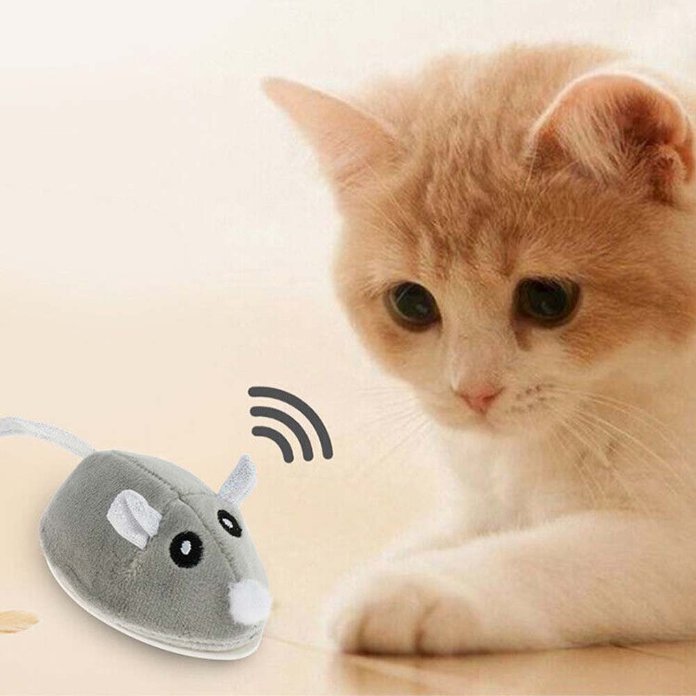 Simulation Wireless Mouse Electric Flocking Tricky Cat and Puppy Interactive Fun Toy Cat Interactive Mouse Toy Automatic Electric Mouse Teaser Toy Kitten Feather _UK