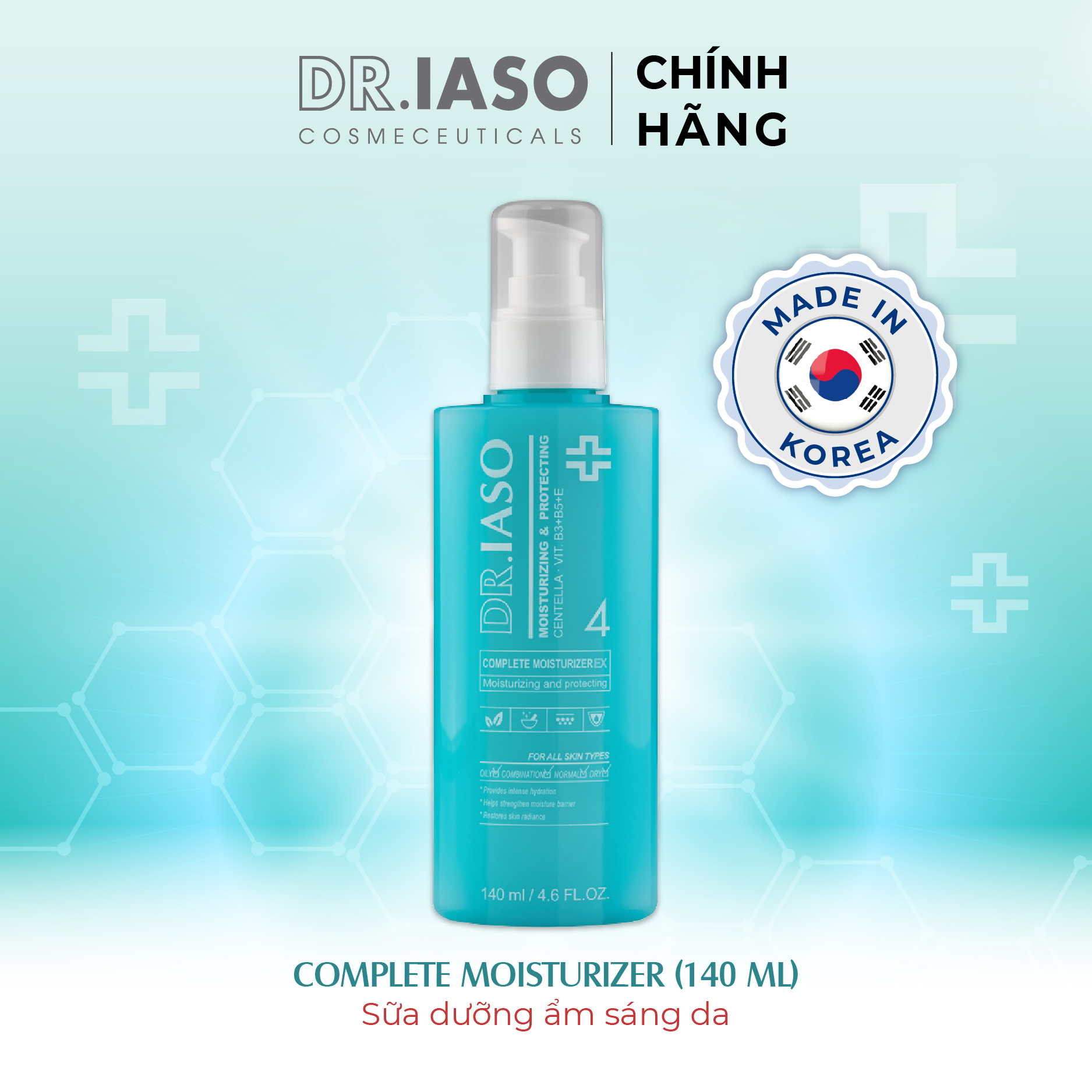 D37 Sữa dưỡng ẩm sáng da - Complete Moisturizer 140ml - Dr IASO
