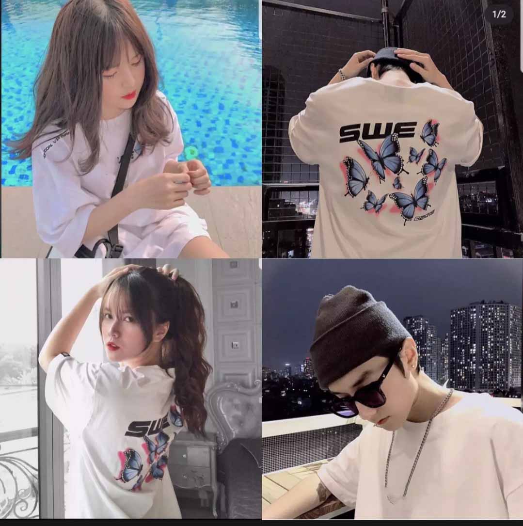 Áo Cặp- Áo thun nam nữ form rộng Hàn Quốc in hình SWE độc đẹp vải dày mịn mát đường may sắc sảo form chuẩn không phai màu không dính giặt