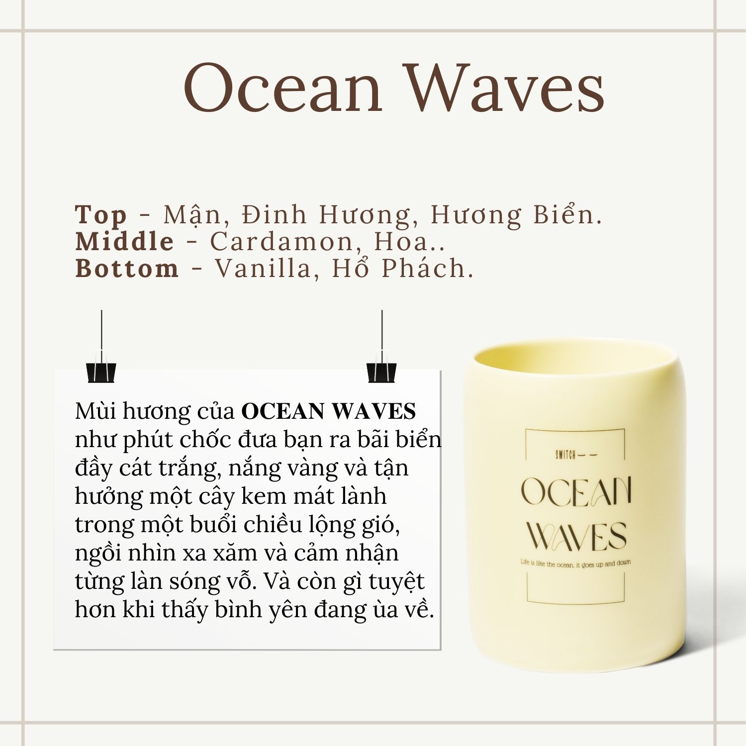 Ocean Waves | Nến thơm SWITCH | Size lớn 210gr | Size nhỏ 100gr