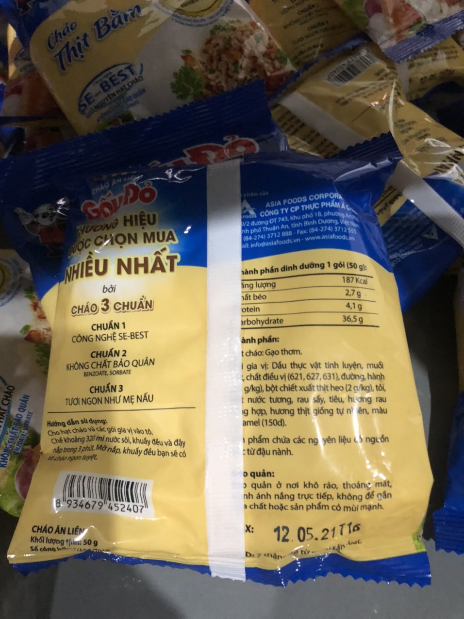 10 gói cháo thịt bằm gấu đỏ 50g. Date 12.2021