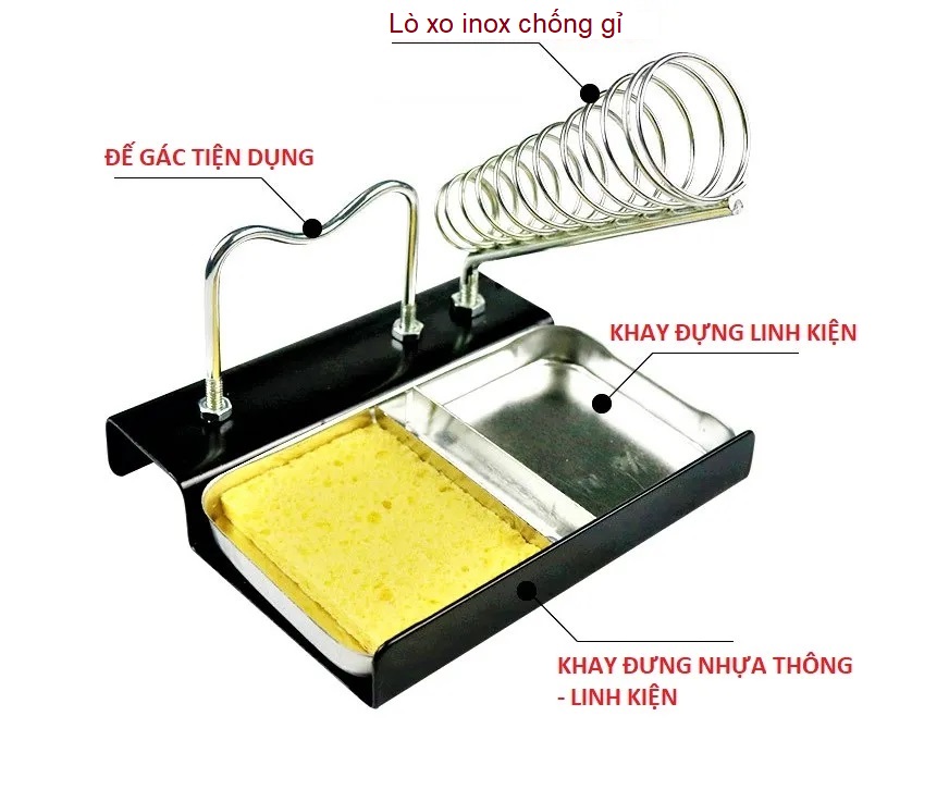 Giá đỡ mỏ hàn 2 khay đế thép