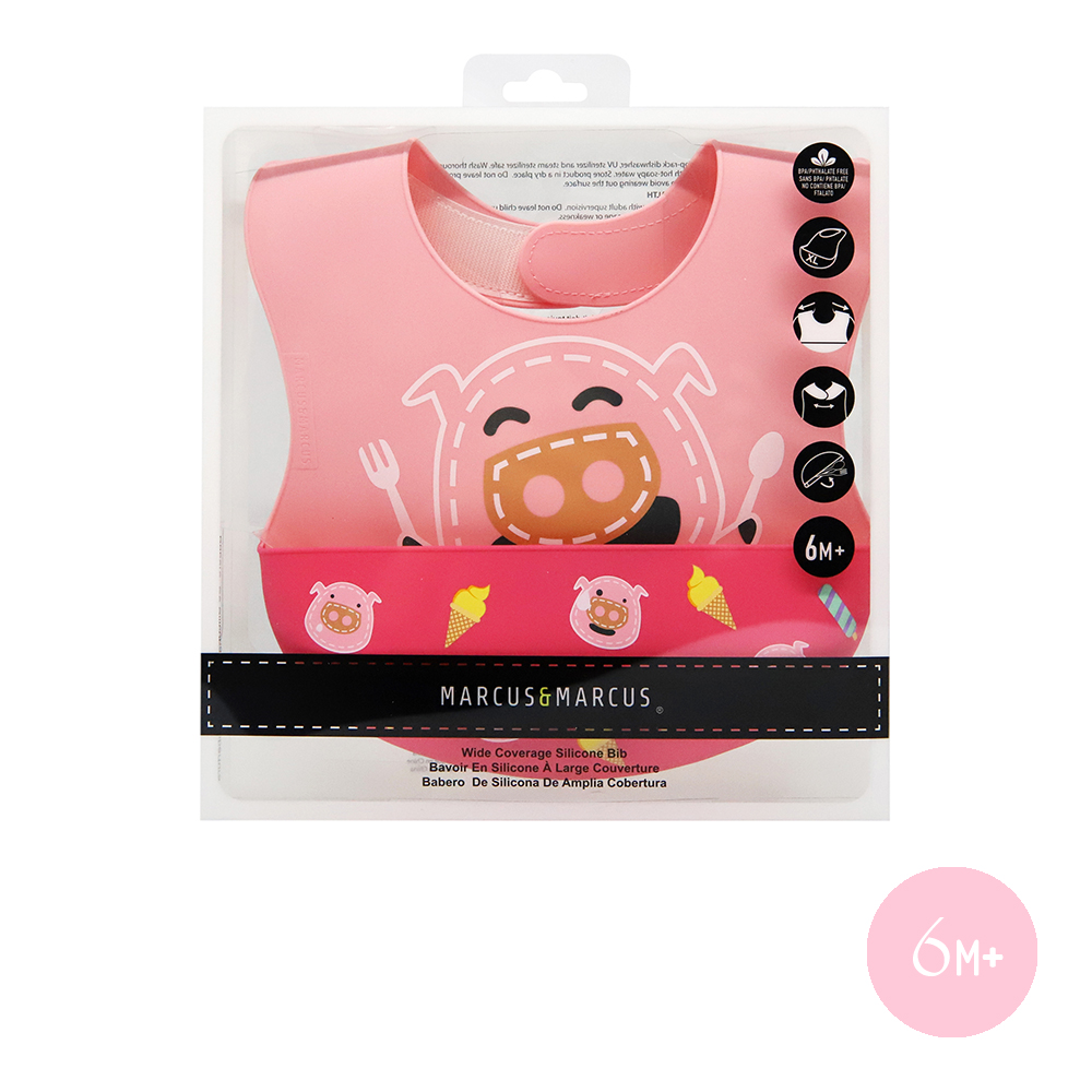 Marcus & Marcus Silicone Bibs with Sticky Collar, for Babies from 6 Months