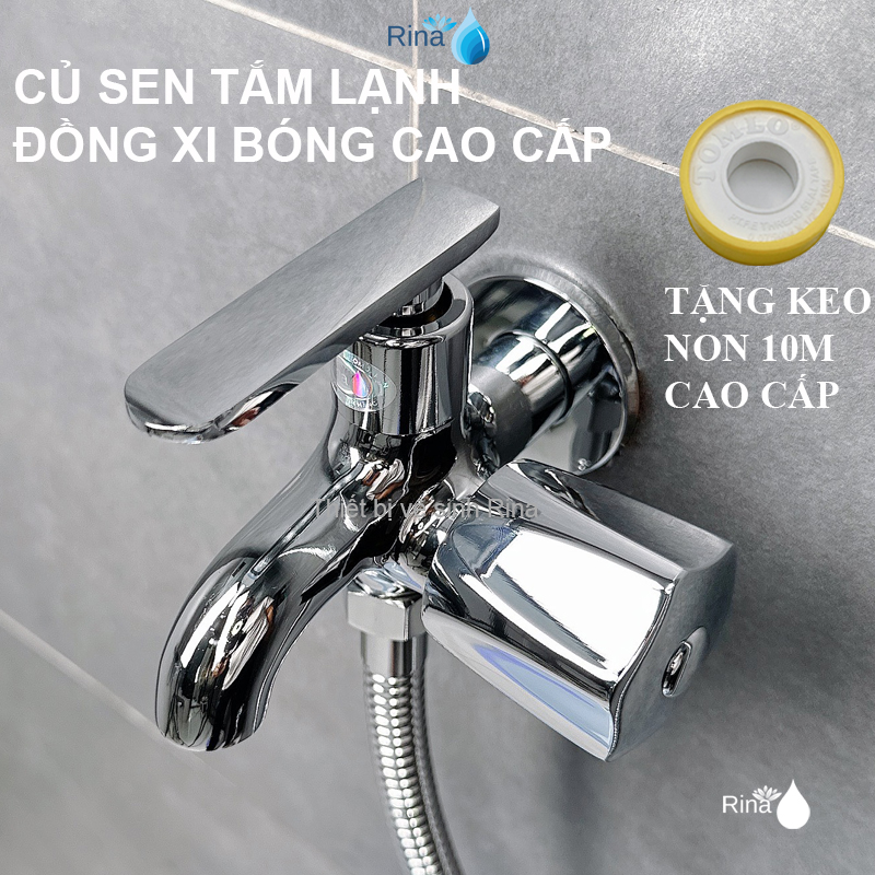 Vòi củ hoa sen tắm lạnh đồng thau xi bóng cao cấp nước mạnh mẻ 2 chế độ nước Rina RN8906