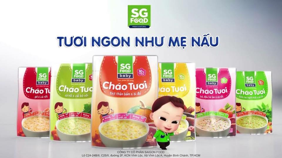 Combo 5 gói cháo tươi sài gòn em bé ( thịt bằm, bò, gà. tôm, lươn)
