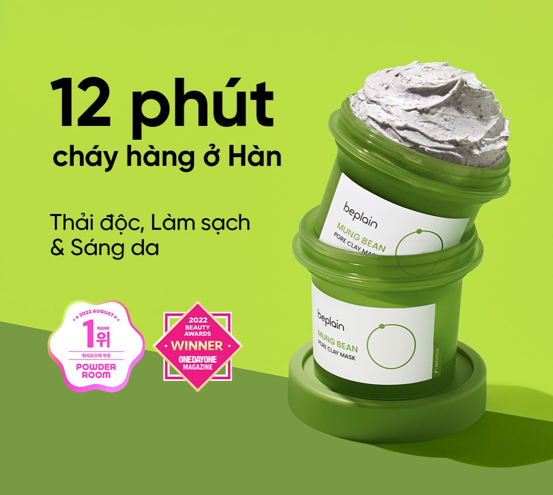 Mặt Nạ Đất Sét Beplain Đậu Xanh Kiềm Dầu, Giảm Mụn, Dưỡng Sáng Beplain Mung Bean Pore Clay Mask 120g Duduhouse