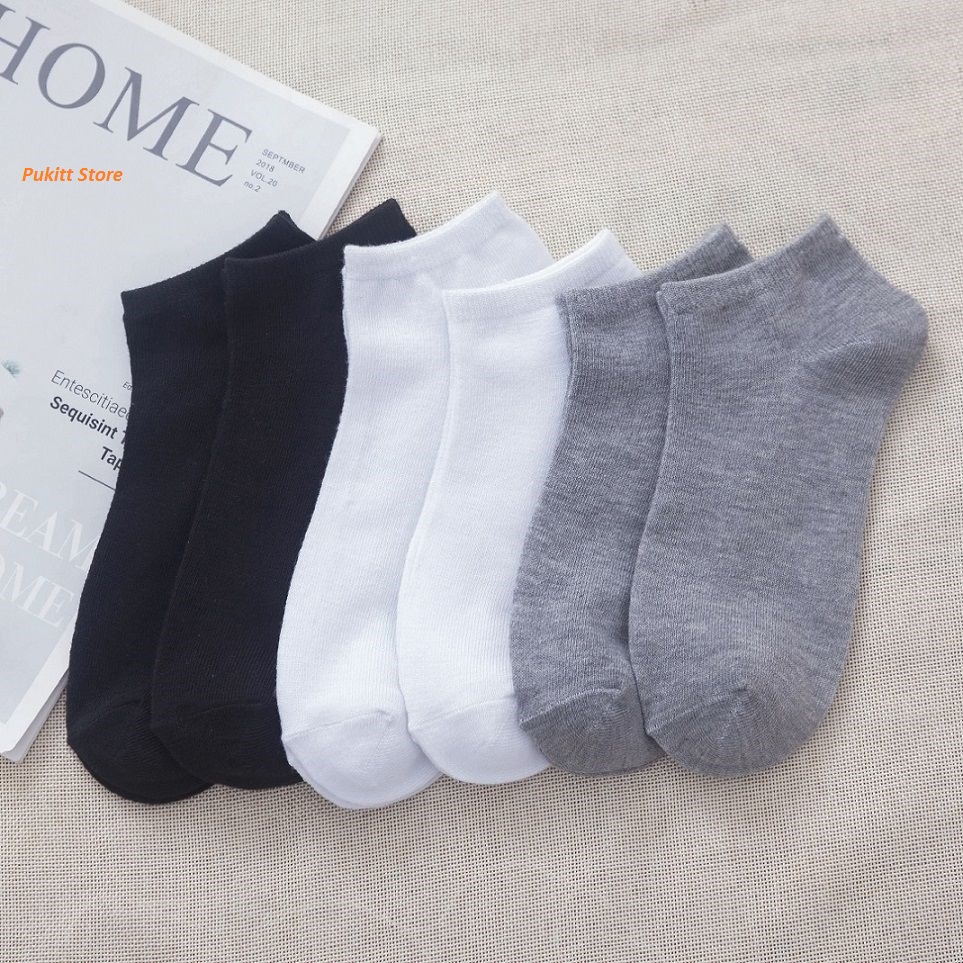 [HCM]Bộ 3 đôi tất vớ trơn cổ ngắn nam nữ freesize siêu bền T02