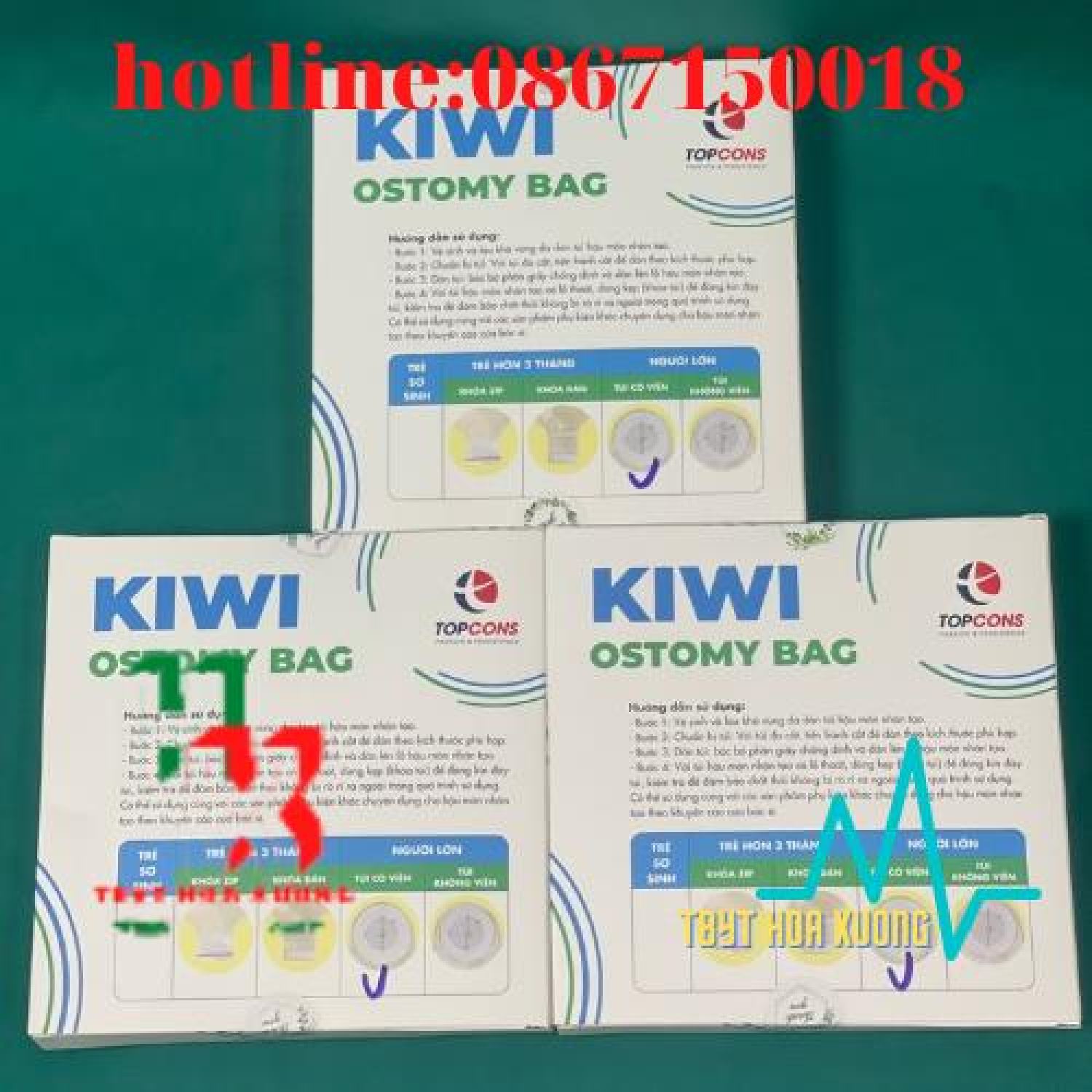 (siêu rẻ)Combo 10 túi hậu môn nhân tạo Kiwi