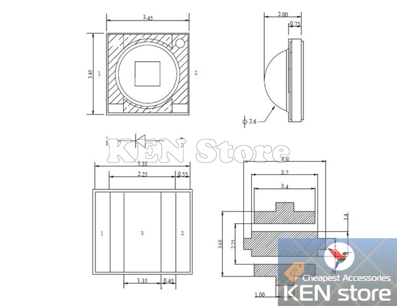 Chip led, nhân led thay thế XPE 3535 5W dùng cho đèn pin