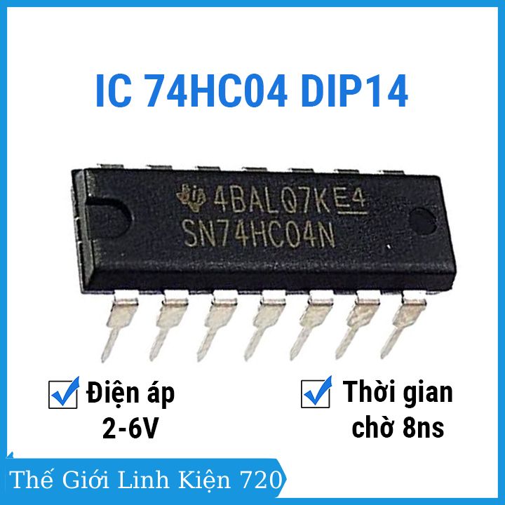 Ic 74hc04 dip 14 6 cổng not độc lập