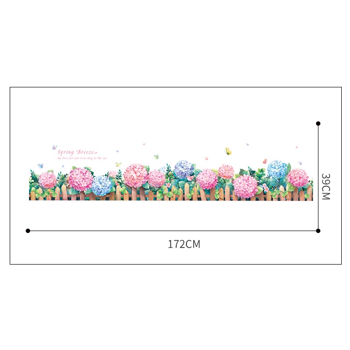 Decal dán chân tường hoa Cẩm Tú Cầu ( DT23)