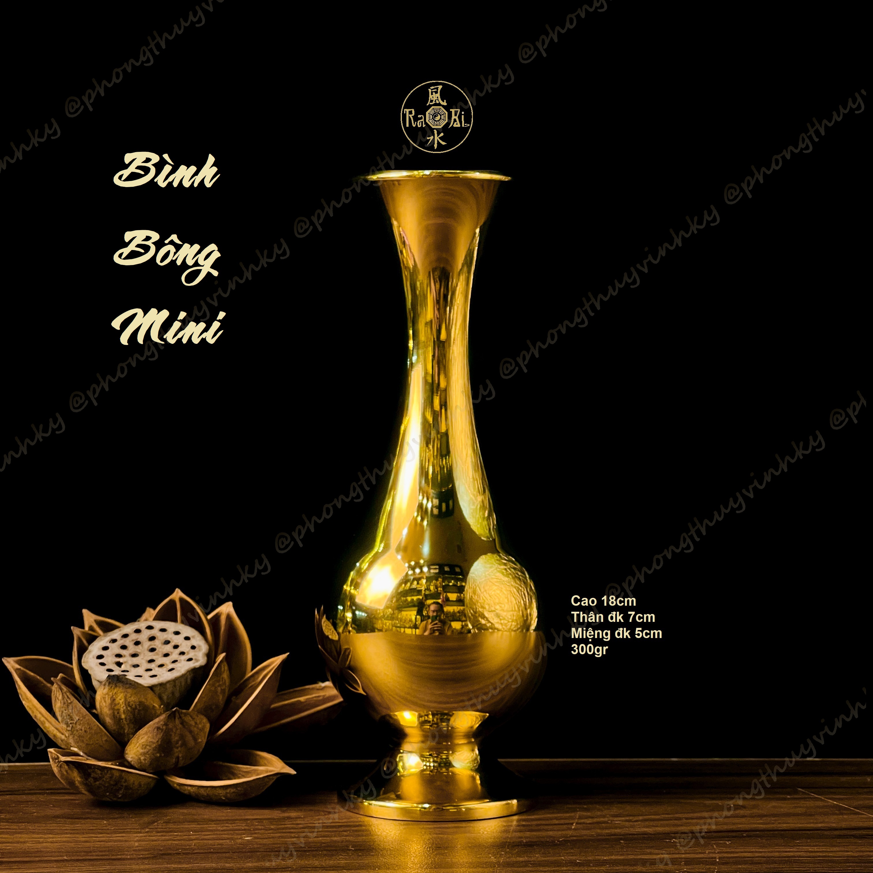 Bình Bông Mini 18cm - Vật Phẩm Đồng Thờ Cúng Vĩnh Tiến Chất Lượng Cao - Đồ Đồng Mỹ Nghệ