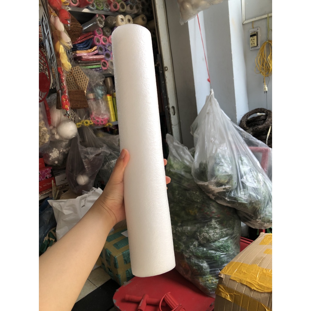 Combo 2 Cây xốp dẻo hình trụ tròn 7cm x 40cm - bó hoa sáp, hoa giấy, mô hình....