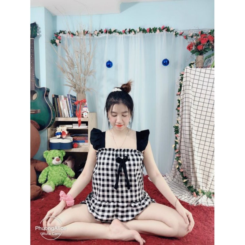 Đồ Bộ Caro đùi Nữ, mặc nhà dễ thương, 36 đến 57kg
