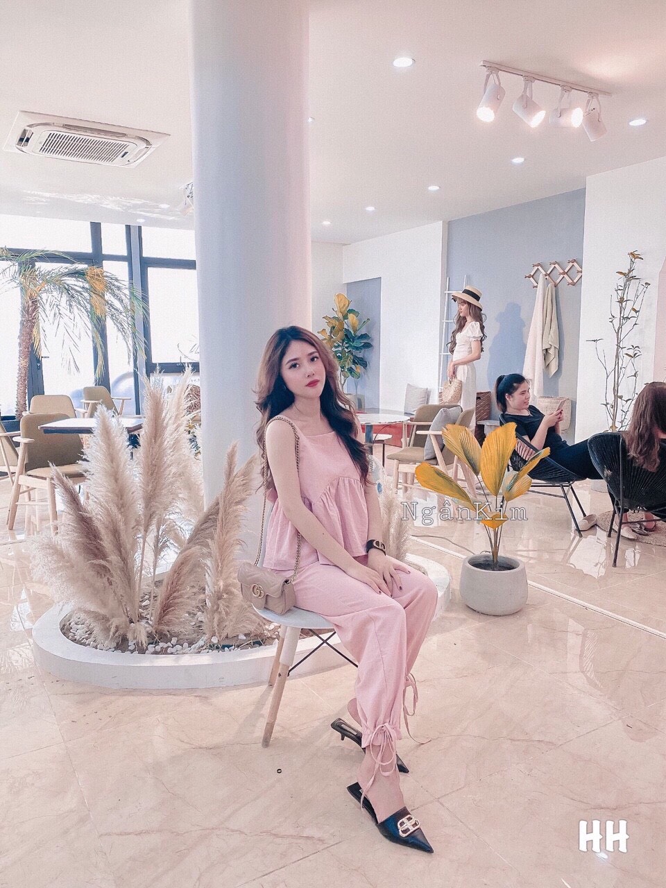 Bộ voan hai dây babydoll phối quần lủng nơ rút trang nhã TTSA0498