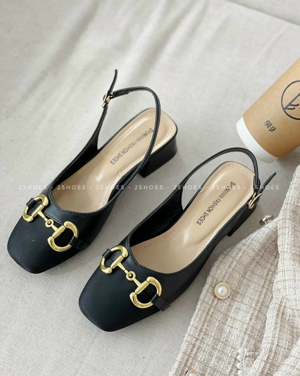 Sandal cao gót vuông 3p , giày cao gót phối khóa cực đẹp 001