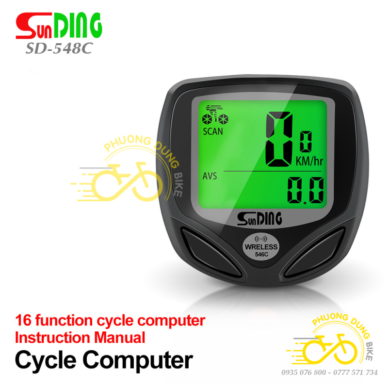 Đồng hồ đo tốc độ xe đạp không dây Sunding SD546C / SD548C có đèn nền