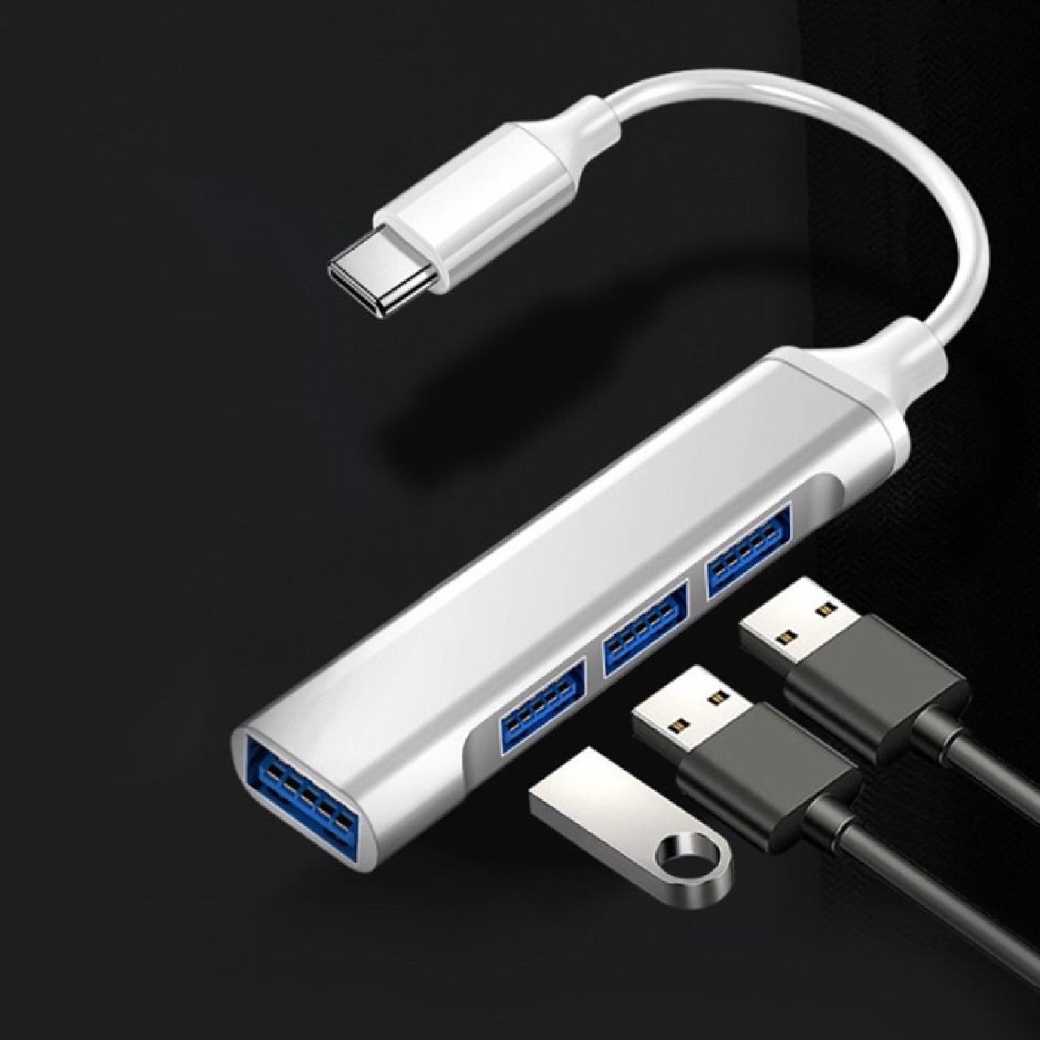 [Mã ELHA9 giảm 15% đơn 50K] Cáp chuyển tin hiệu Type C sang 4 cổng Usb 3.0 - Hup chia cổng type C