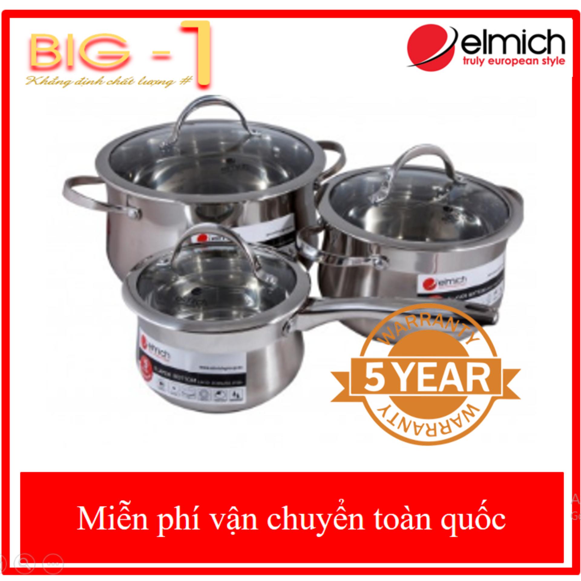 Bộ Nồi Và Quánh Elmich Inox 304 Cao Cấp IBIZA EL0124 - Bảo Hành 5 Năm