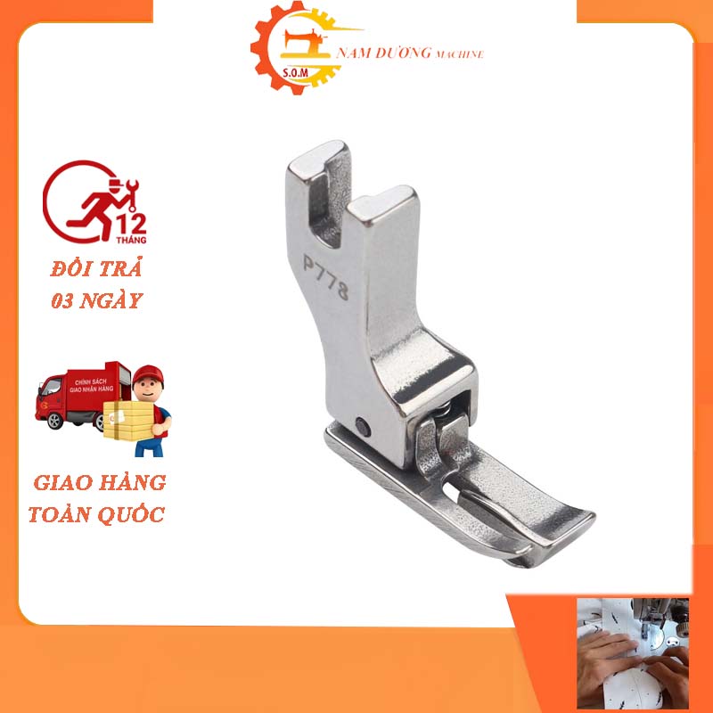 Chân vịt tra cổ áo sơ mi p778 - chân vịt mí lưng,mí cổ mẫu mới p778 - dùng cho máy may 1 kim công nghiệp.