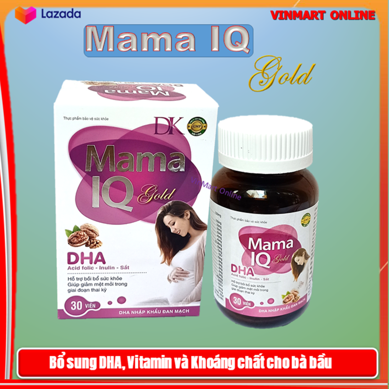 Viên Uống Bổ Sung DHA, Sắt, Vitamin Mama IQ Dùng Cho Phụ Nữ Đang Mang Thai Và Cho Con Bú - Hộp 30 Viên nhập khẩu