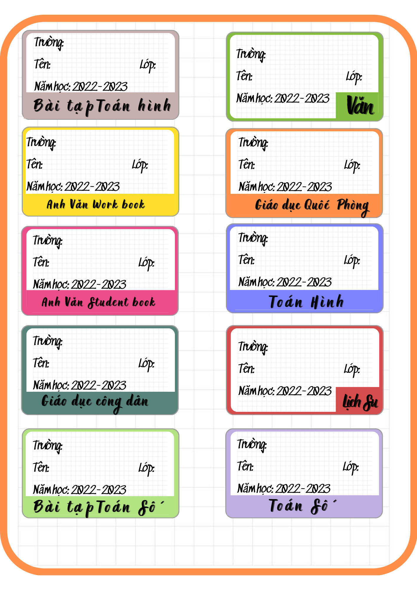 [HCM][ Mua 1 tặng 1: chỉ áp dụng 22/4-30/4]Nhãn vở đơn giản cho học sinh-nhonho shop