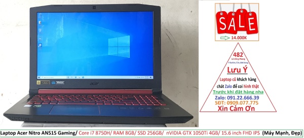 Bảng giá Laptop Acer Nitro AN515 Gaming/ Core i7 8750H/ RAM 8GB/ SSD 256GB/ nVIDIA GTX 1050Ti 4GB/ 15.6 inch FHD IPS (Máy Mạnh, Đẹp) Phong Vũ