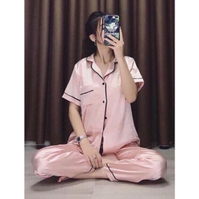 Bộ Pizama Quần Dài Tay Cộc Chất Phi Bóng t