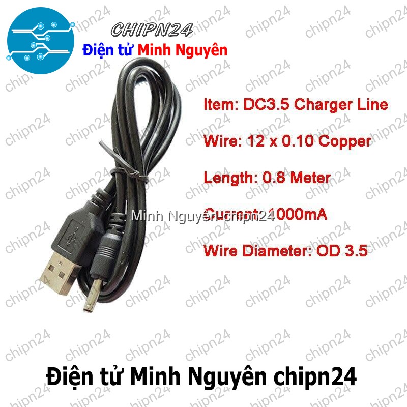 [1 sợi] (P80) Dây chuyển USB ra Jack DC 3.5MM Dài 80CM - HH005278